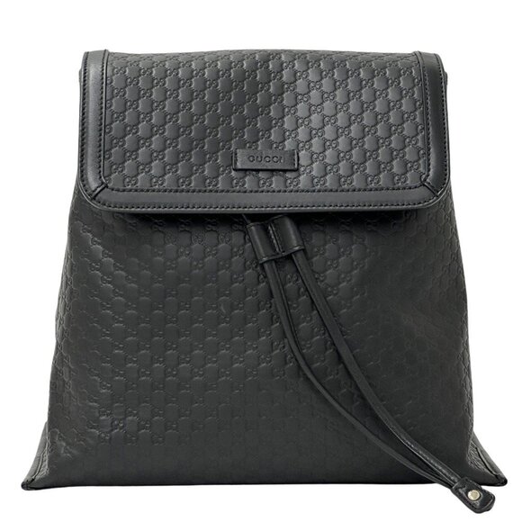 Gucci Handbags - GUCCI Black Leather Backpack